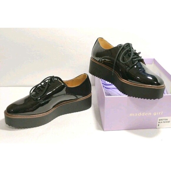 Madden Girl Shoes - Madden Girl Written Shoes Womens 8M Black Patent Leather Platform